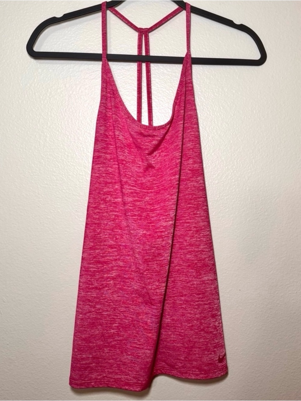 Nike Dri-FIT Heathered Pink Strappy Back Tank Top Large Athletic Gym
